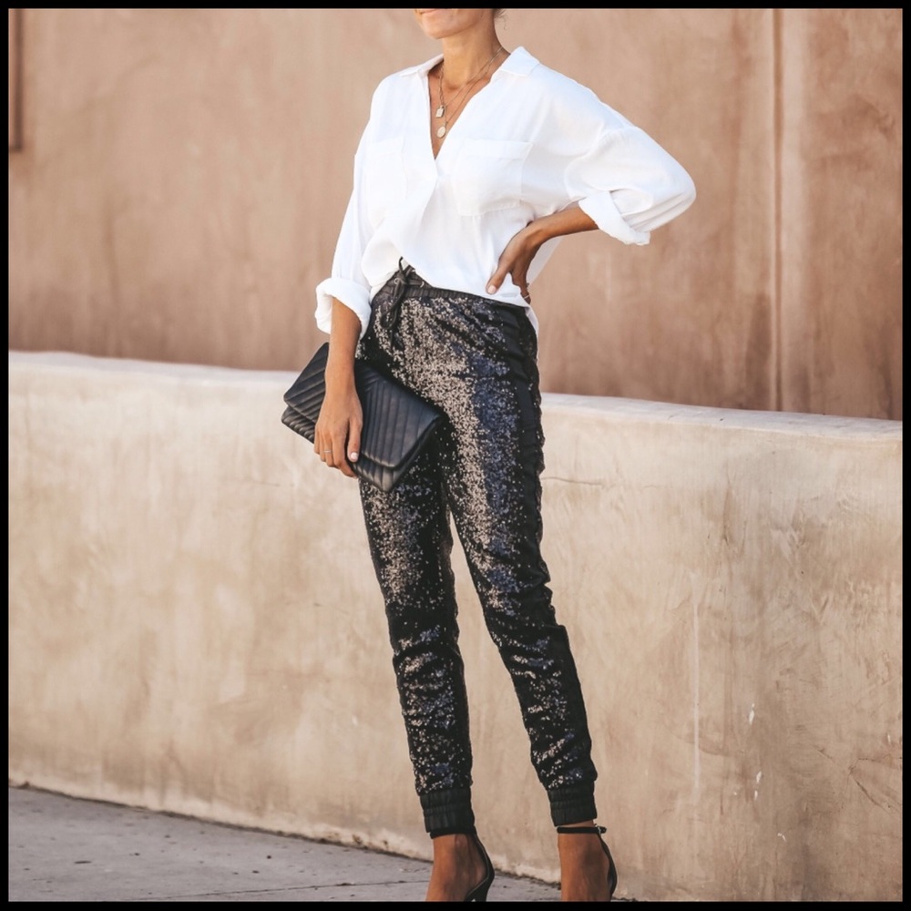 Satin & Sequin Joggers - Picture 5 of 5